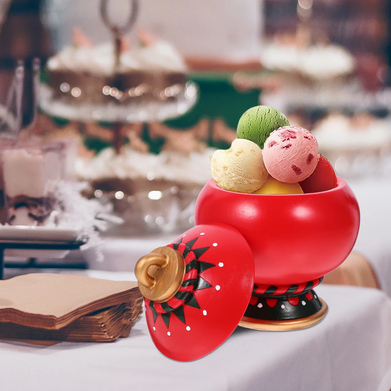 

Christmas Style Snack Bowl Resin Ornament Xmas Gift Holder Dessert Pudding Jelly Tiramisu Container Modern Design