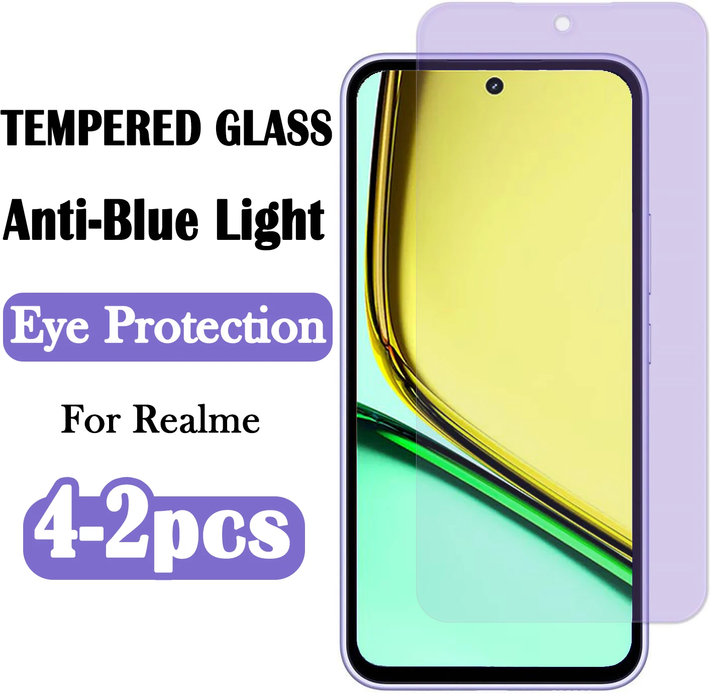 

2-4Pcs Anti-blue Light Screen Protector for Realme C67 C65 C63 C61 C55 C53 C51 C75 Tempered Glass for Realme Note 50 60 60x Film