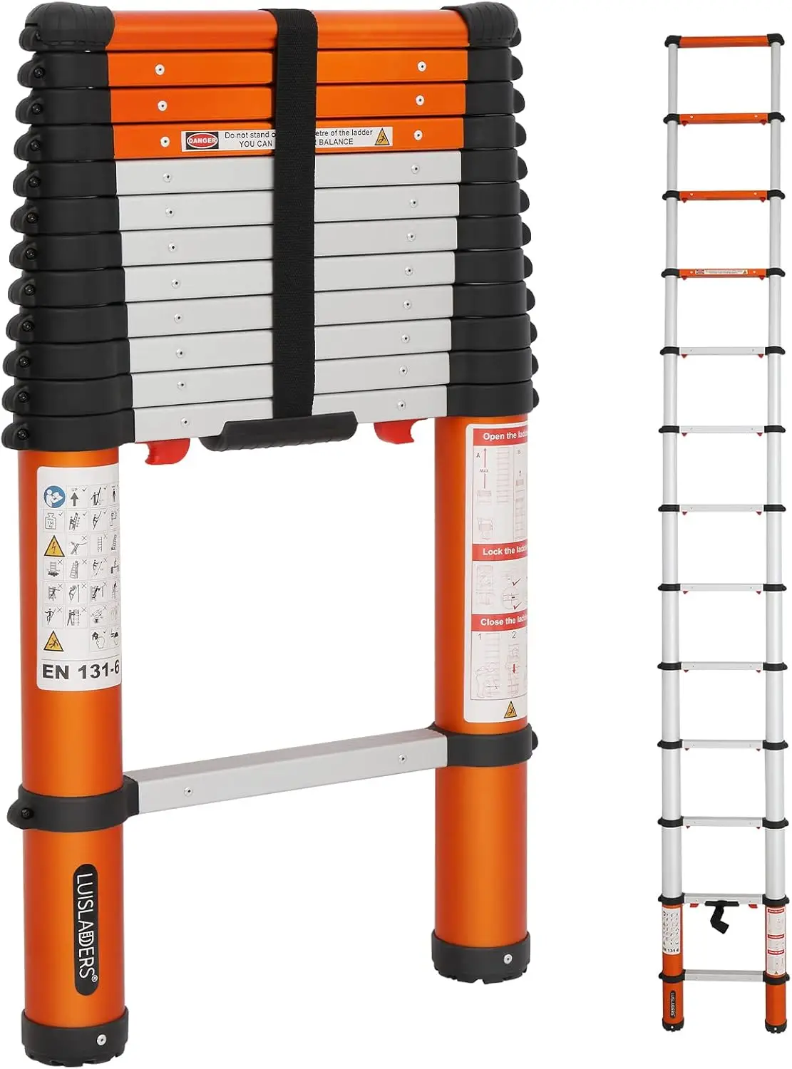 Telescoping Ladder Multi-Use Telescopic Extension Ladder One-Button Retraction Anti-Pinch and Anti-Slip 330 Lb Capacity (12.46 F