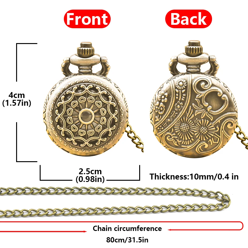 Bronze Delicate Compact Love Spider Web Clamshell Pocket Watch Necklace Small Pocket Watch Gift Pocket Cheap Children's Toys