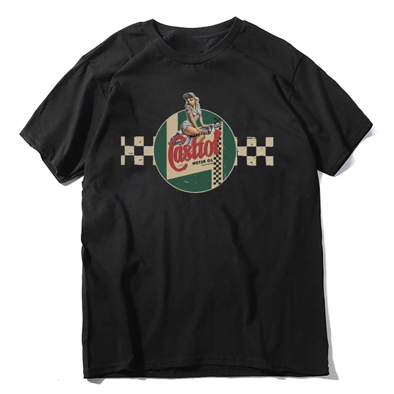 Tee Shirt For Men Premium Cotton  Motor Oil Harajuku Tee Shirt Castrol  Racing Stripe Pin  Girl Clothes