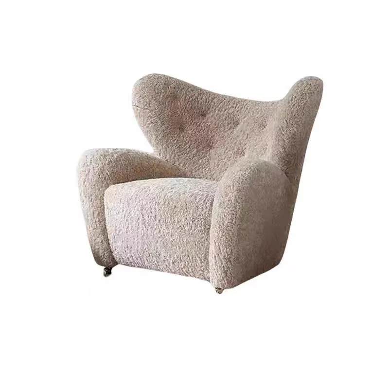 Second-hand small apartment living room single sofa French vintage lambswool
