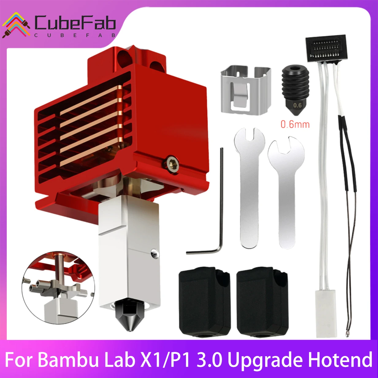 

Комплект Hotend X1 P1 для Bambu Lab X1 P1 Hotend Kit V3.0 Обновление горячей печатающей головки Детали для 3D-печати для комплекта печатающей головки Bambulab
