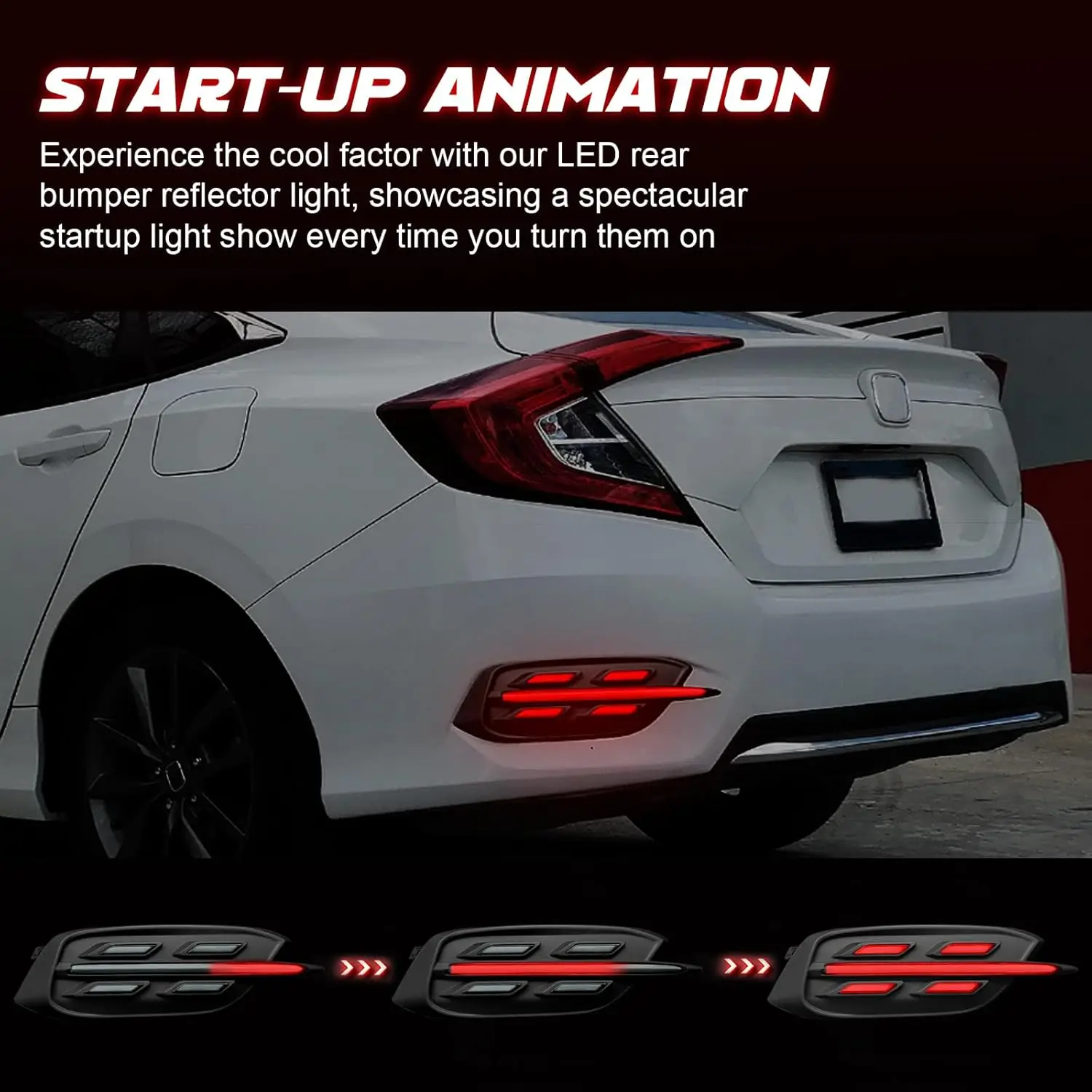 For Honda 10th Gen Civic LX EX Sedan 2016-2021 LED Rear Bumper Lights Taillight Assembly Brake Reverse Dynamic Turn Signal Light