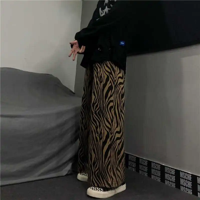 Zebra-Pantalon de survêtement à jambe large surdimensionné pour homme, pantalon baggy droit, streetwear masculin, basket-ball At, Y2K, nouveau, 2023