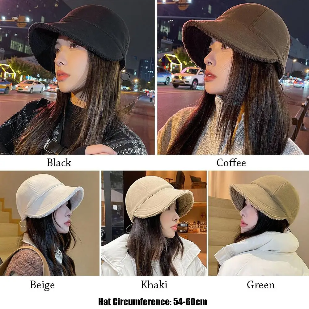 Autumn Winter Plush Baseball Cap Bucket Hat Women Warm Lamb Wool Hats Snapback Cap Lady Girls Bomber Caps
