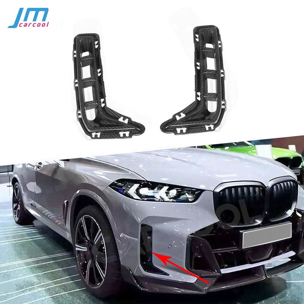 

For BMW X5 G05 G18 LCI M Sport 2023+ Front Bumper Fog Lamp Mesh Trim Dry Carbon Fiber Body Kit Decoration FRP Car Accessories