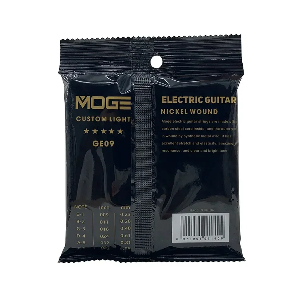 Metal Electric Guitar Strings Set MOGE GE09 Practiced Hexagonal Steel 6 String 09-42inch For Guitar Parts Musical Instrument