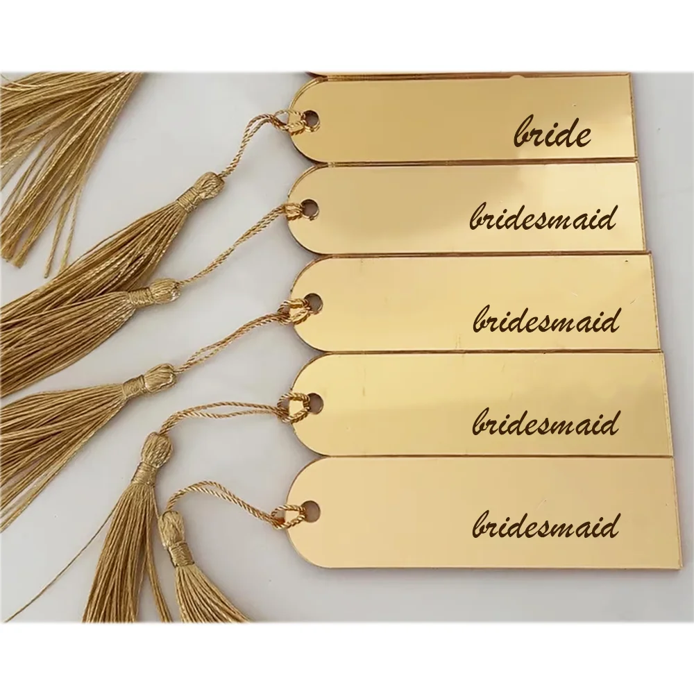 

5Pcs Wedding Acrylic Place Card Bookmark Tassel Name Tag Place Setting Bachelorette Party Bride To Be Bridesmaid Bridal Shower
