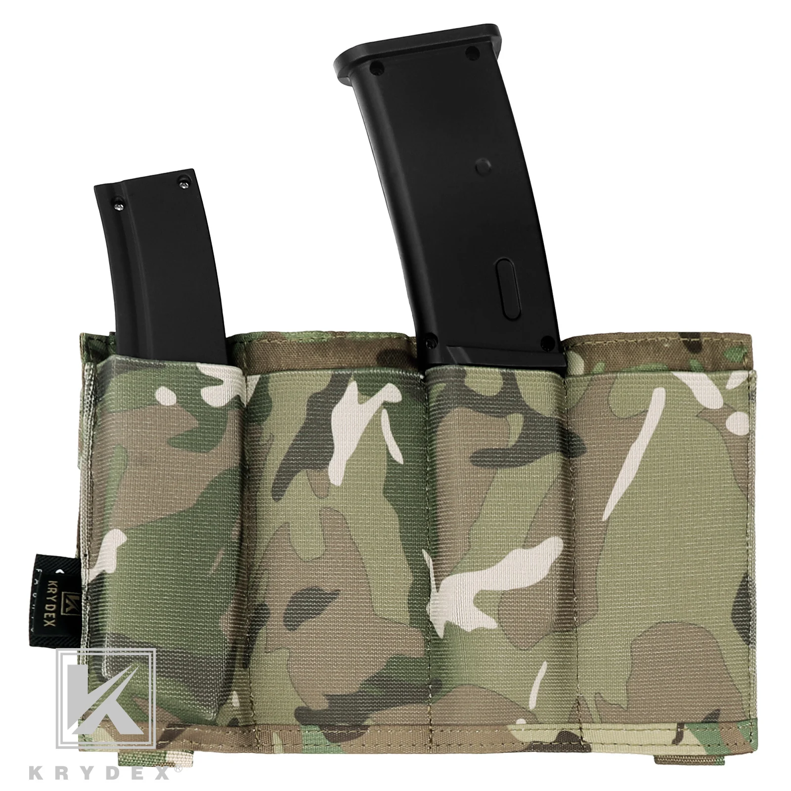 KRYDEX Quadruple Elastic Magazine Pouch MP7 SUB-Machine KRISS Pistol Mag Pouch Tactical MOLLE Mag Holder Hunting Vest Accessory