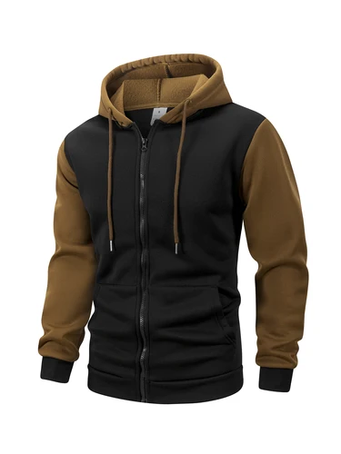 Imagen 2 del producto Sudaderas con capucha para hombre, chaqueta de manga larga, sudadera con diseño de cremallera, sudadera deportiva informal con capucha, ropa ajustada con múltiples bolsillos para hombre