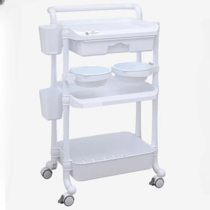 Auxiliary Cart with Drawers Hairdressing Manicure Portable Trolley Aesthetics Cosmetic Table Wheels Salon Carro Peluqueria