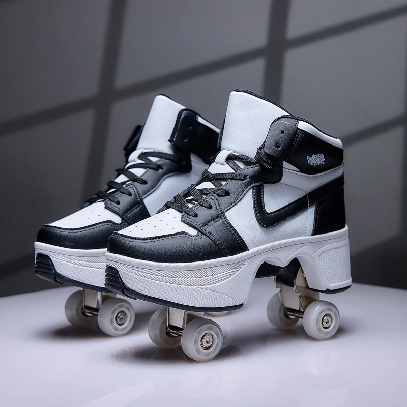 

Deformation Roller Skates Shoes For Double Row 4-Wheel Skates Roller Shoes Dual-Purpose Roller Sneakers Skateboard kids sneakers