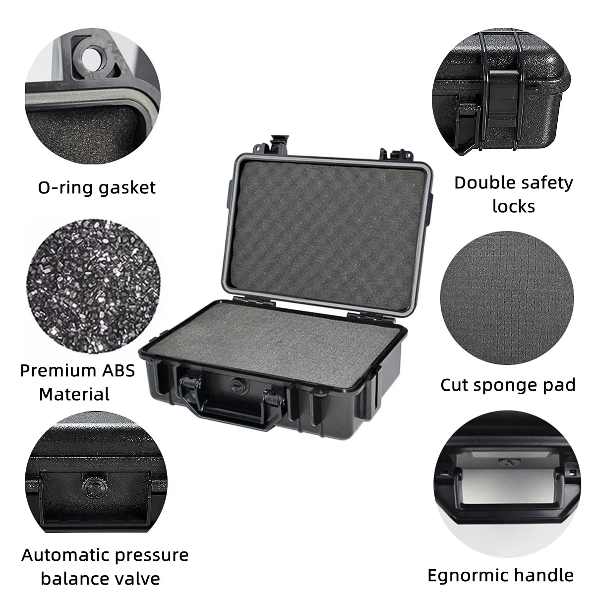 370x300x105mm Portable Plastic Hard Carry Tool Case Safety Protect Suitcase Equipment Instrument Outdoor Box with Pre-Cut Foam