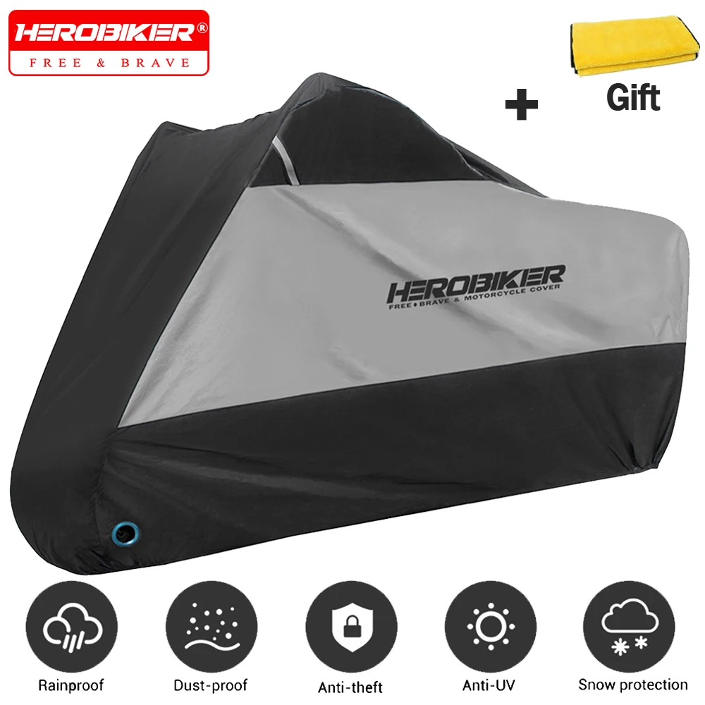 Motorcycle Rain Cover All Season Waterproof Dustproof UV Protective Outdoor Indoor For Snowmobile Scooter 190T Protect Covers