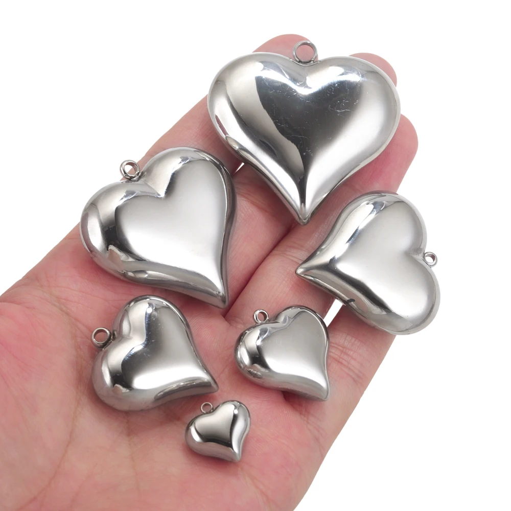 1pcs Stainless Steel Heart Charms For Necklace Jewelry Making Hollow Heart Pendants DIY Earring Connectors Jewelry Supplies