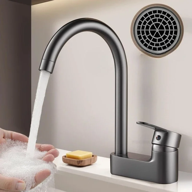 Double-connected brass washbasin hot and cold faucet double-hole installation, bathroom sink faucet basin faucet