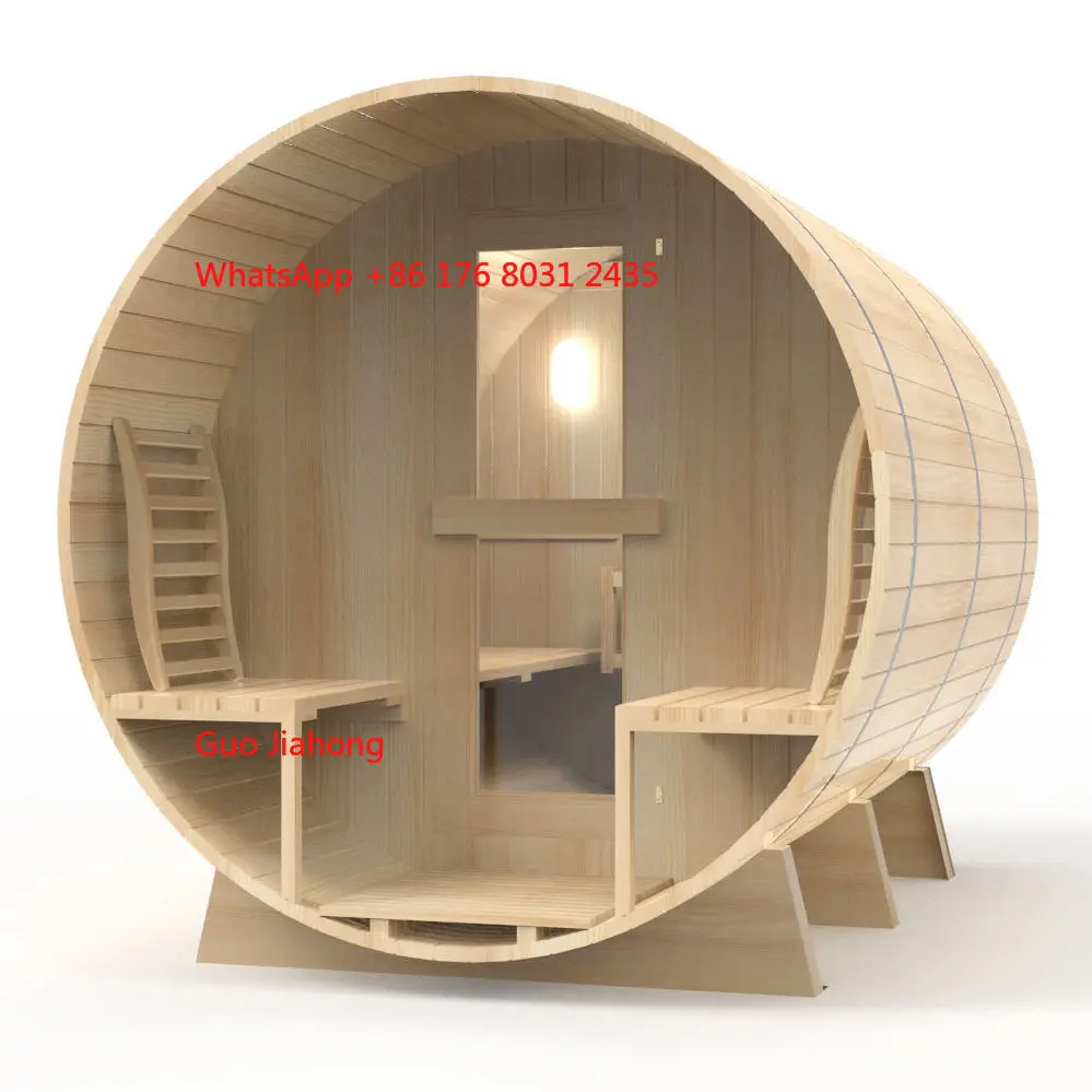 

Modern 4-5 Person Outdoor Traditional Sauna Cabin with Dry Steam Spruce Hemlock Red Cedar Pine Solid Wood Stove Heating