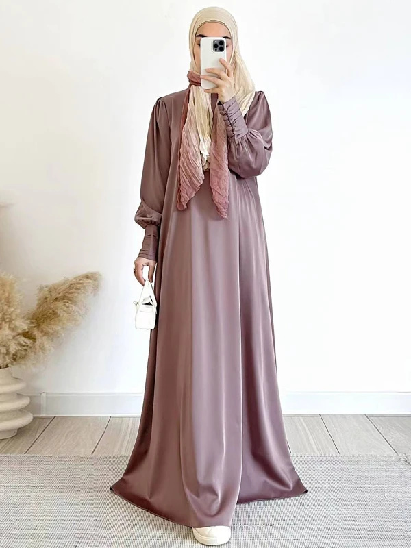 Długa, luźna spódnica z satyny, rozmiar plus size, casualowa, modna, jesienna, nowa, z włókna poliestrowego, w kształcie litery A, do noszenia na co dzień.