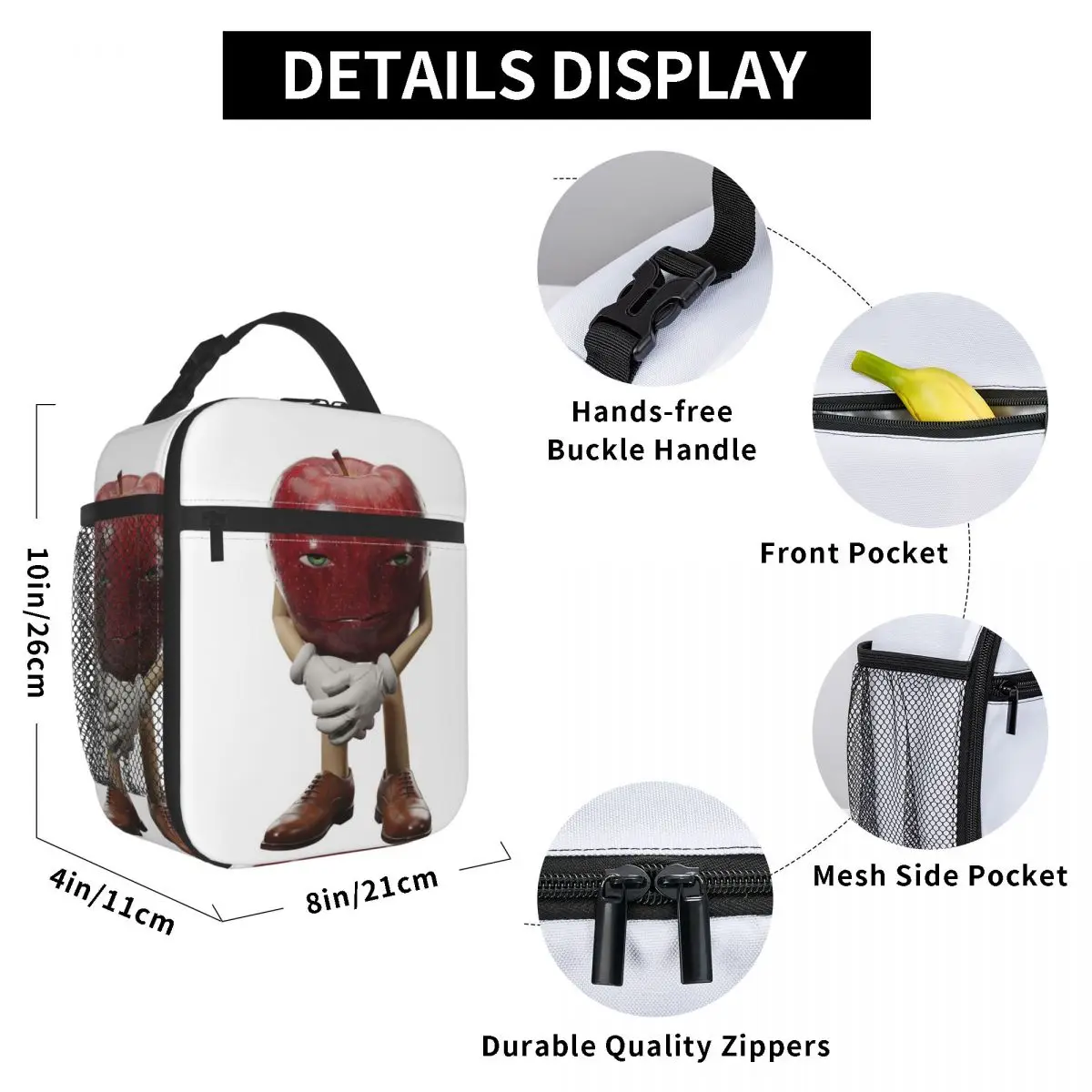 Me Asf Apple With Face Meme Insulated Lunch Bag for Women Office Cooler Thermal Food Box Tote Portable Lunch Boxes Container