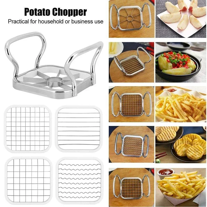 5pc Grid Cutting French Fries Potato Apple Slicer Potato Slicer Vegetable Chopper Food Cutter French Fry Slicer Kitchen Tools