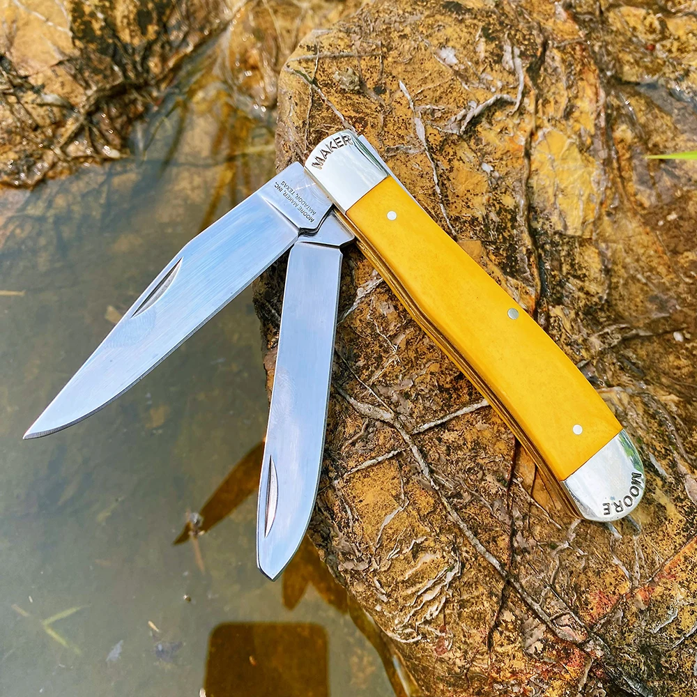 

Watchman Knife Trapper Bone Slip Joint 1095 Carbon Steel Multi Blade Folding Pocket Knives Classic Traditional Tree High quality
