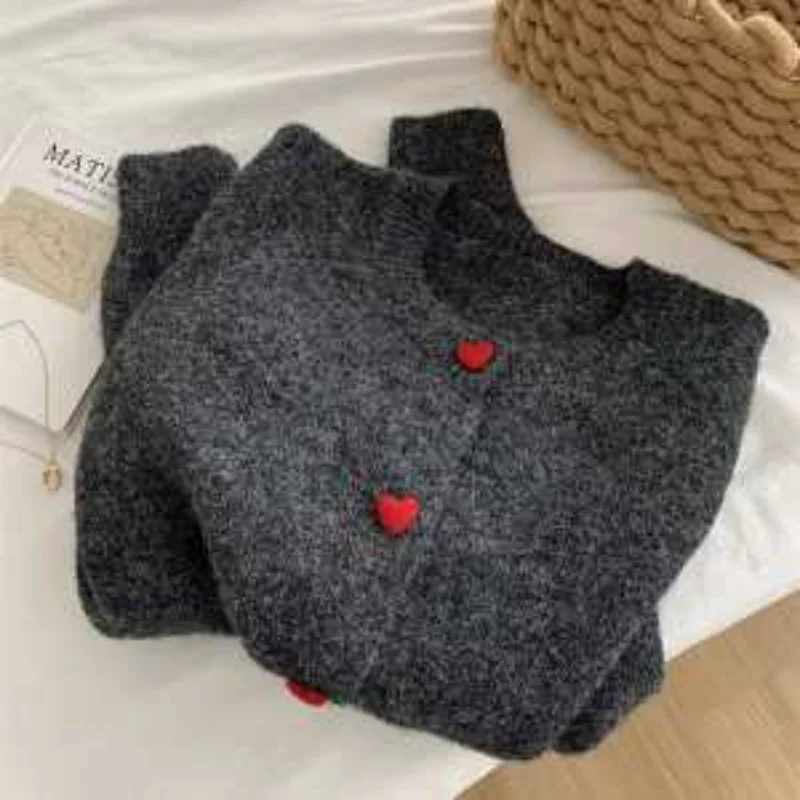 Sweter-kardigan damski na wczesną jesień, dzianinowy kardigan z luźnymi rękawami.