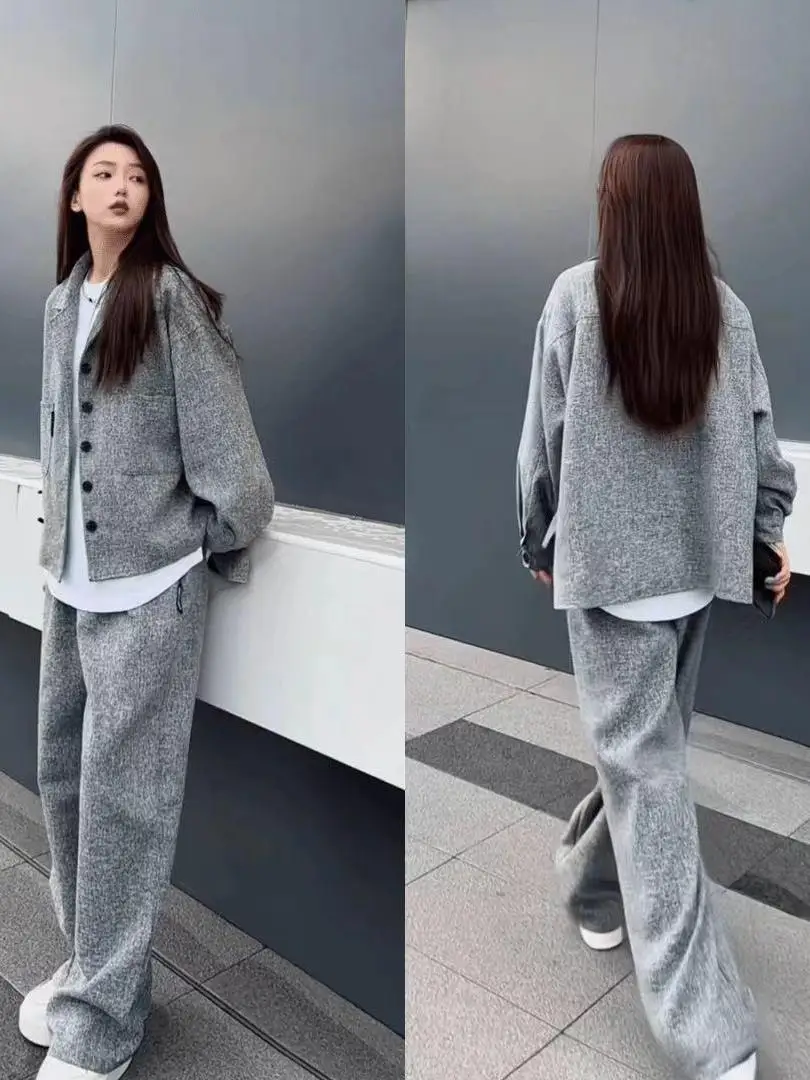 Large Size Fashionable Casual Sweater Coat And Comfortable Pants Set Elegant Autumn Wear Long Sleeve Adult Clothing Set