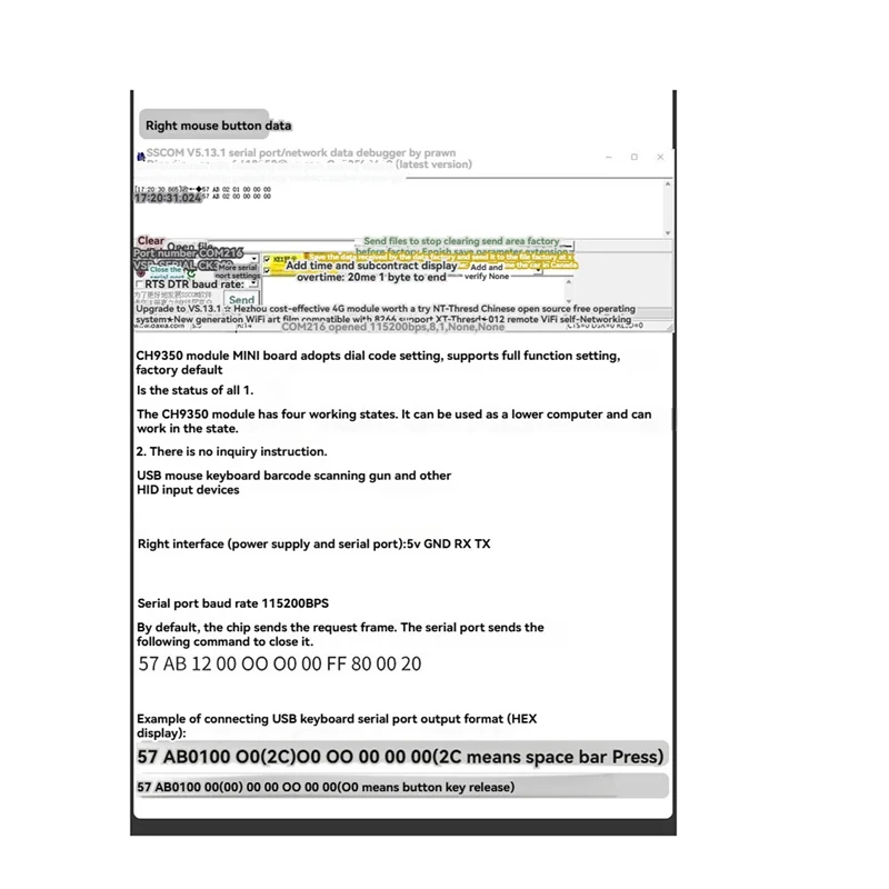 Ch9350 Module HID Keyboard Mouse To Serial Port Virtual Keyboard Scanning To Serial Port USB 12Mbps
