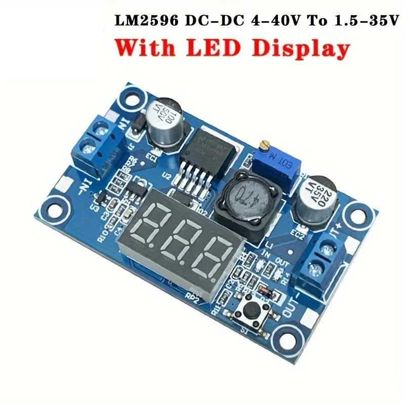 3A DC-DC LM2596 Buck Converter High Efficiency Voltage Regulator with LED Display & Adjustable Output 4-40V to 1.5-35V