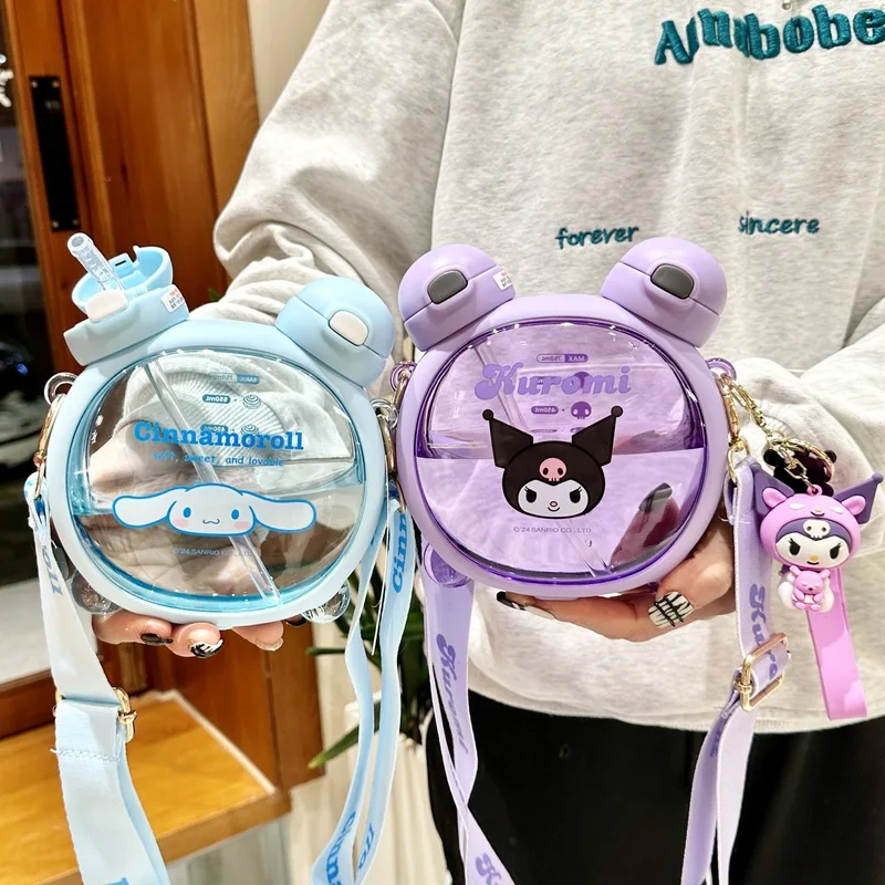 

750ml Sanrio Kuromi Children's Water Cup Cinnamoroll Hello Kitty Boys And Girls Carrying Double Drinking Kettles When Going Out