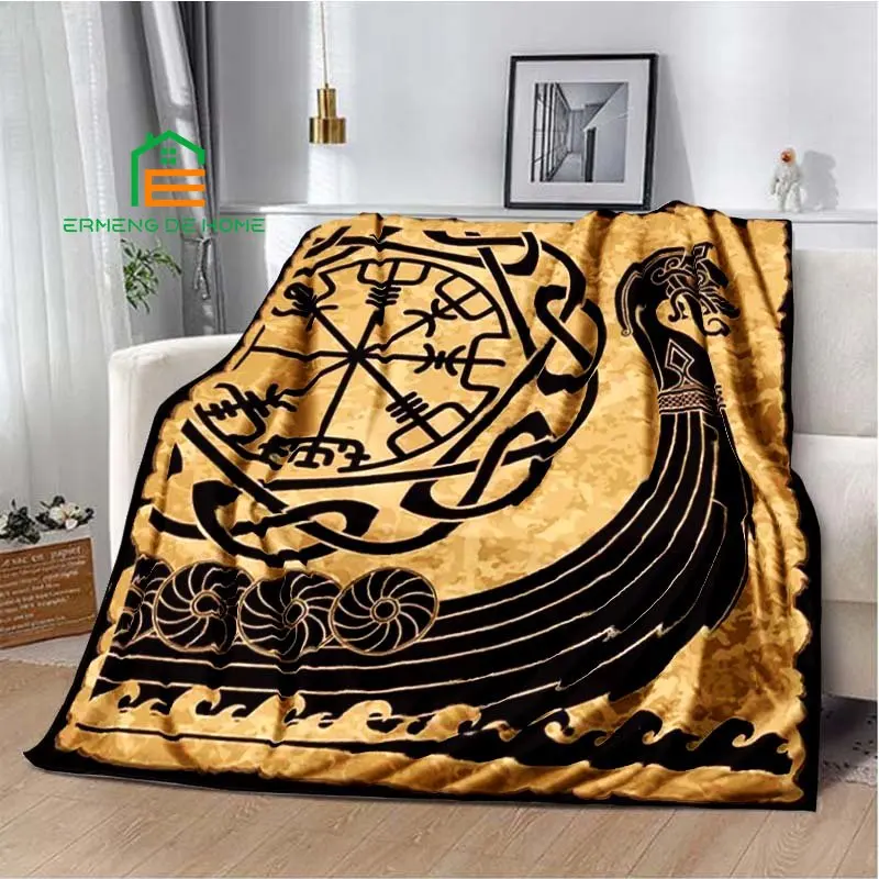 

Viking Dragonship Pattern Throw Blanket Warm Blanket for Home, Picnic, Travel, Office,Plane for Adults, Kids, Elderly 5 Sizes