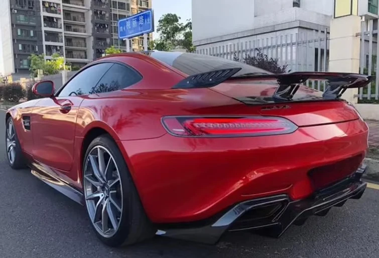 Renn Style Carbon Fiber Rear Bumper Lip DIffuser Spoiler for Mercedes Benz AMG GT GTS C190 Body Kit 3