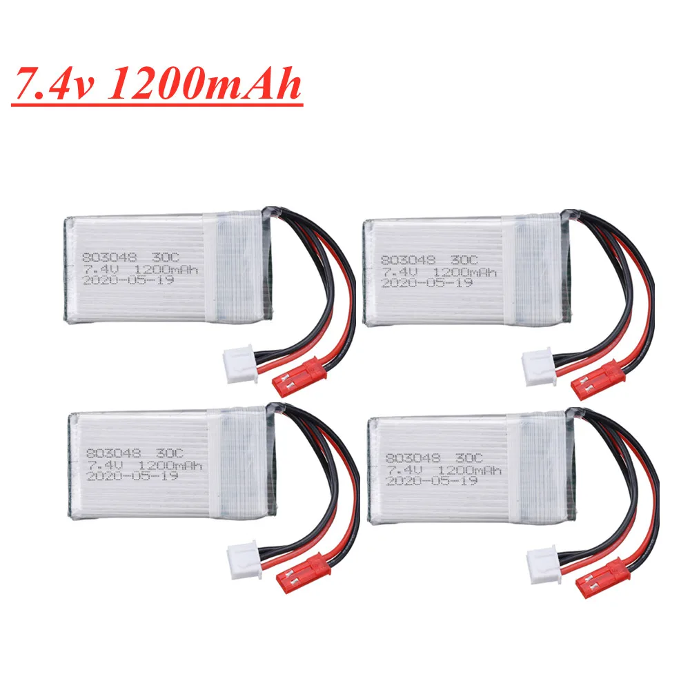 Batteria Lipo 2s 7.4V 1200mah 803048 per aggiornamento MJXRC X600 batteria Lipo 7.4V 1000mah per parti di giocattoli telecomandati X600