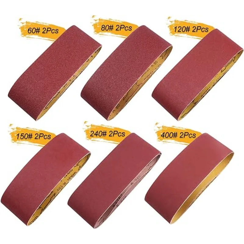 12pcs-set 16sets-carton abrasive toolsbelt Sander paper with 4x24 inch aluminum oxide (2 each of 60 80 120 150 240 400 grits)