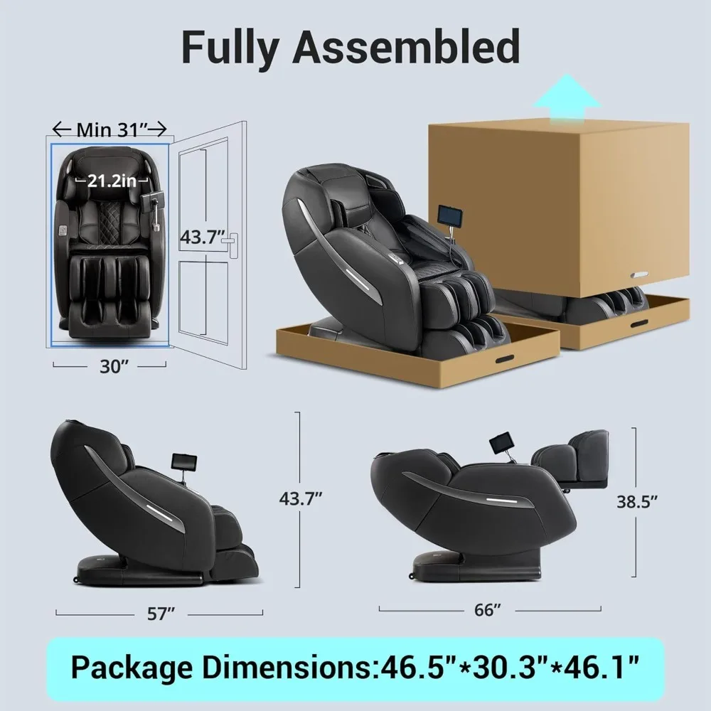 Full Body Massage Chair with Lumbar and Calf Heating, Thai Stretch, Zero Gravity SL-Track Shiatsu Massage Chair Recliner