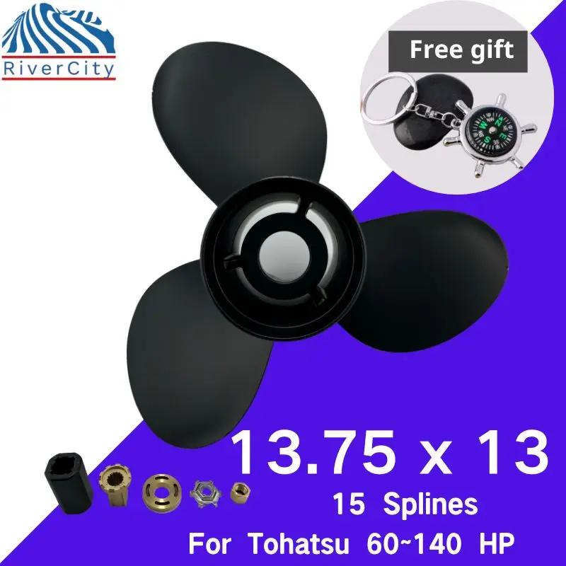 

For Tohatsu 70 hp 90 hp 115 hp Outboard Propeller 13 3/4×13 Boat Motor Aluminum Alloy Screw Ship Marine Engine 3 Blade 15 Spline