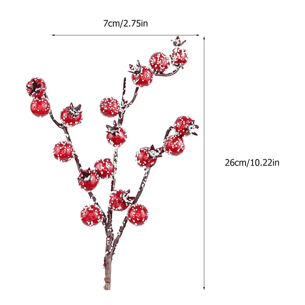 Berry Christmas Artificial Red Berries Stems Holly Branches Picks Treefake Decor Stem Flower Frosted Branch Flowerssnowy