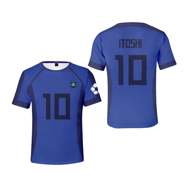 Heren Trendy T-Shirt Blauw Slot Anime Voetbal Team Korte Mouw 3d Print Losse Casual Mode Korte Mouw Heren O-hals Sport