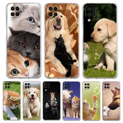 Cat Dog Phone Case Cover For Samsung Galaxy A53 A32 A52 A72 A13 A22 A51 A71 A41 A31 A21S 5G Transparent Soft Shell Fundas Coque