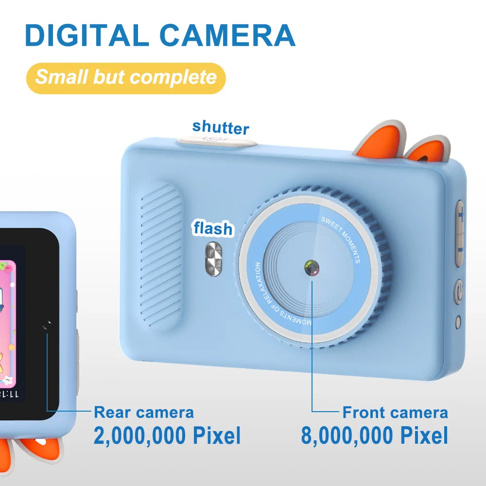 Nova câmera de aprendizagem digital AI para crianças, gravação de vídeo HD com tela sensível ao toque, tomada de fotos de beleza, câmera de aprendizagem AI Q&A