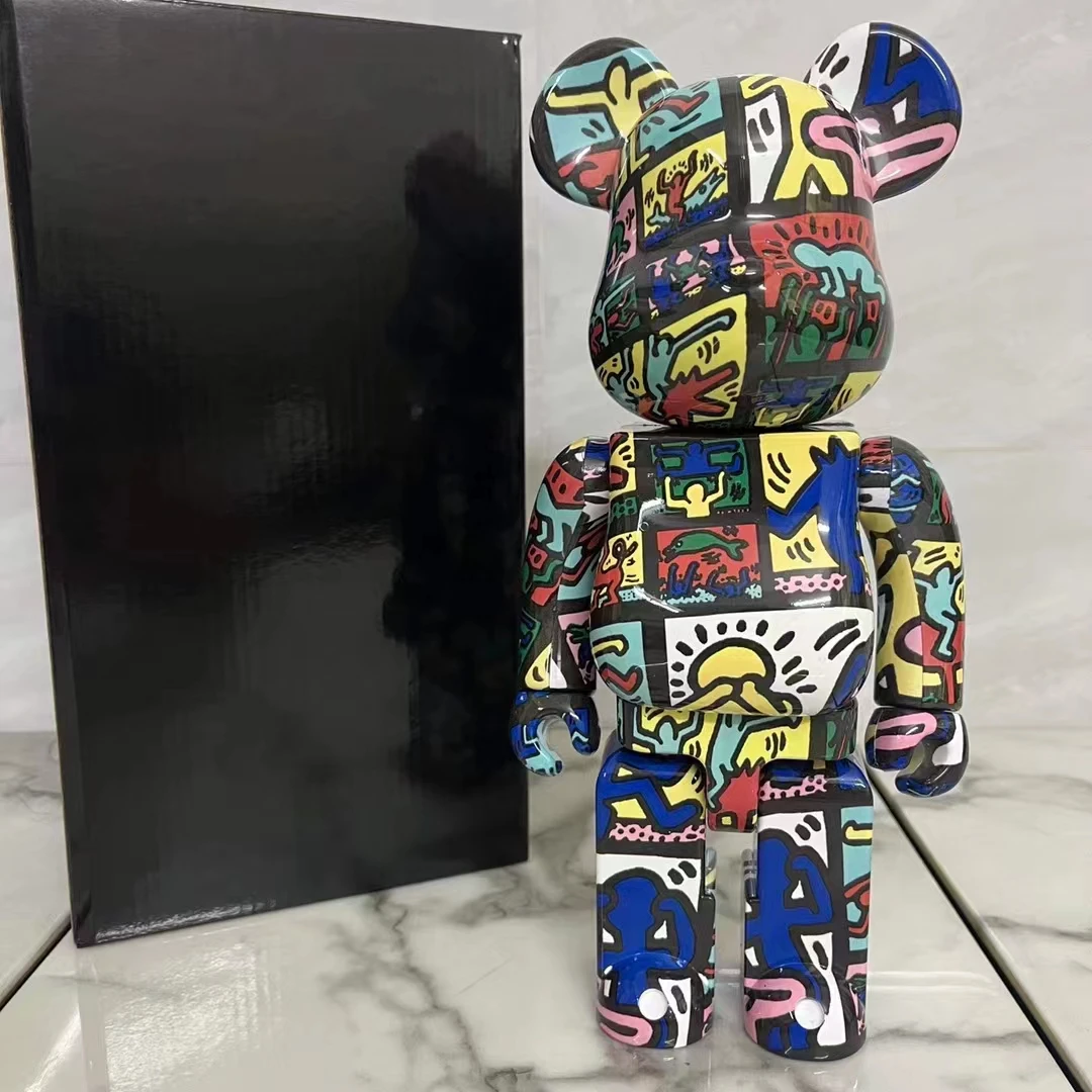 Bearbrick-Ours en peluche Harlem en plastique ABS, décoration de bureau, pun@ RBRICK, 28cm de haut, cadeau tendance pour la journée de Léon, beurre, 400%