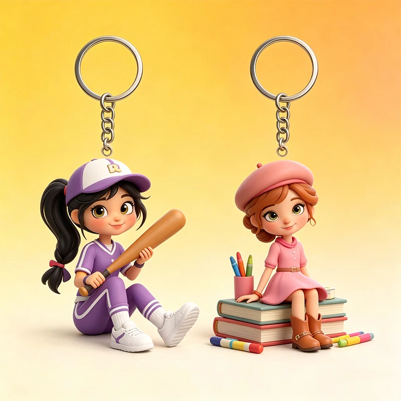 Cute Acrylic Custom Your Cartoon Photo 2D Flat Keychain Personalized Amine People Animal Picture Keying Gift Wholesale Itmes view 6