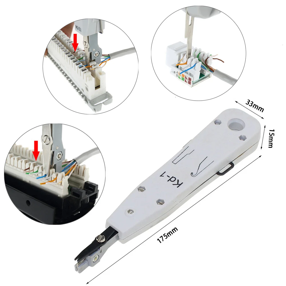 Punch Down Tool Professional Telecom LSA-Plus Tool for KRONE with Sensor Ethernet Network Patch Panel Faceplate RJ11 RJ45 Cat5