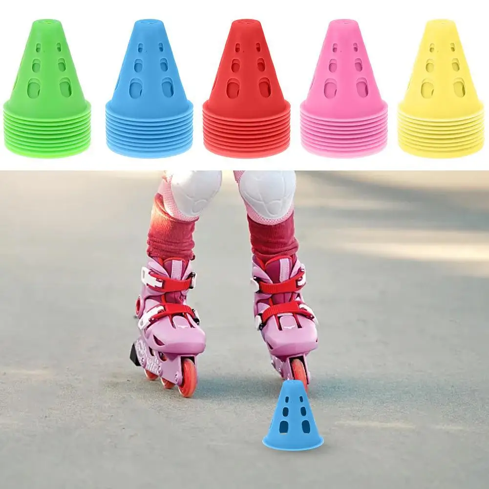 10pcs/lot Colorful Skate Pile Cup Windproof Roller Skating Cone Agility Training Marker Slalom Skateboard Marking Cones