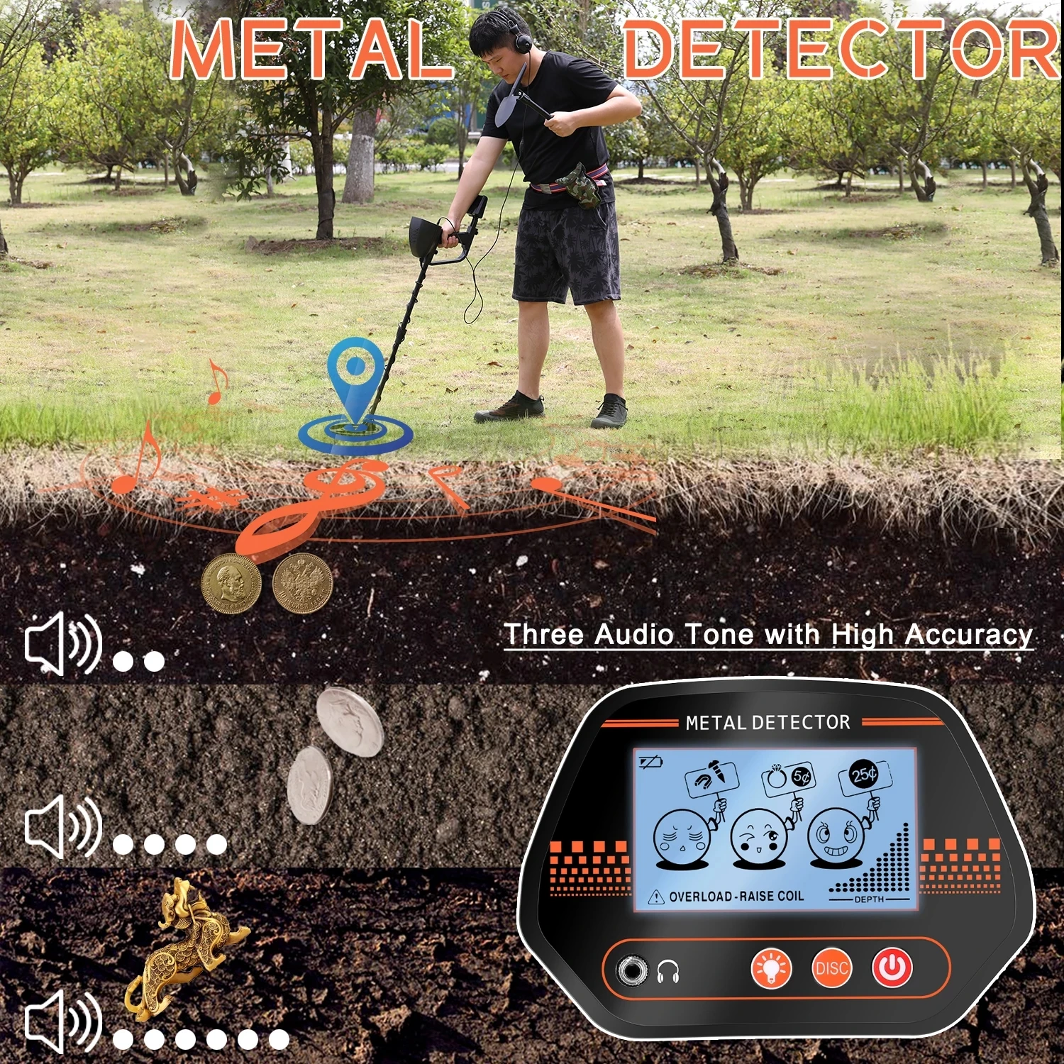 005 Cercatore professionale sotterraneo Rilevatore d'oro Cacciatore di tesori Rilevamento Pinpointer Metal Detector impermeabile