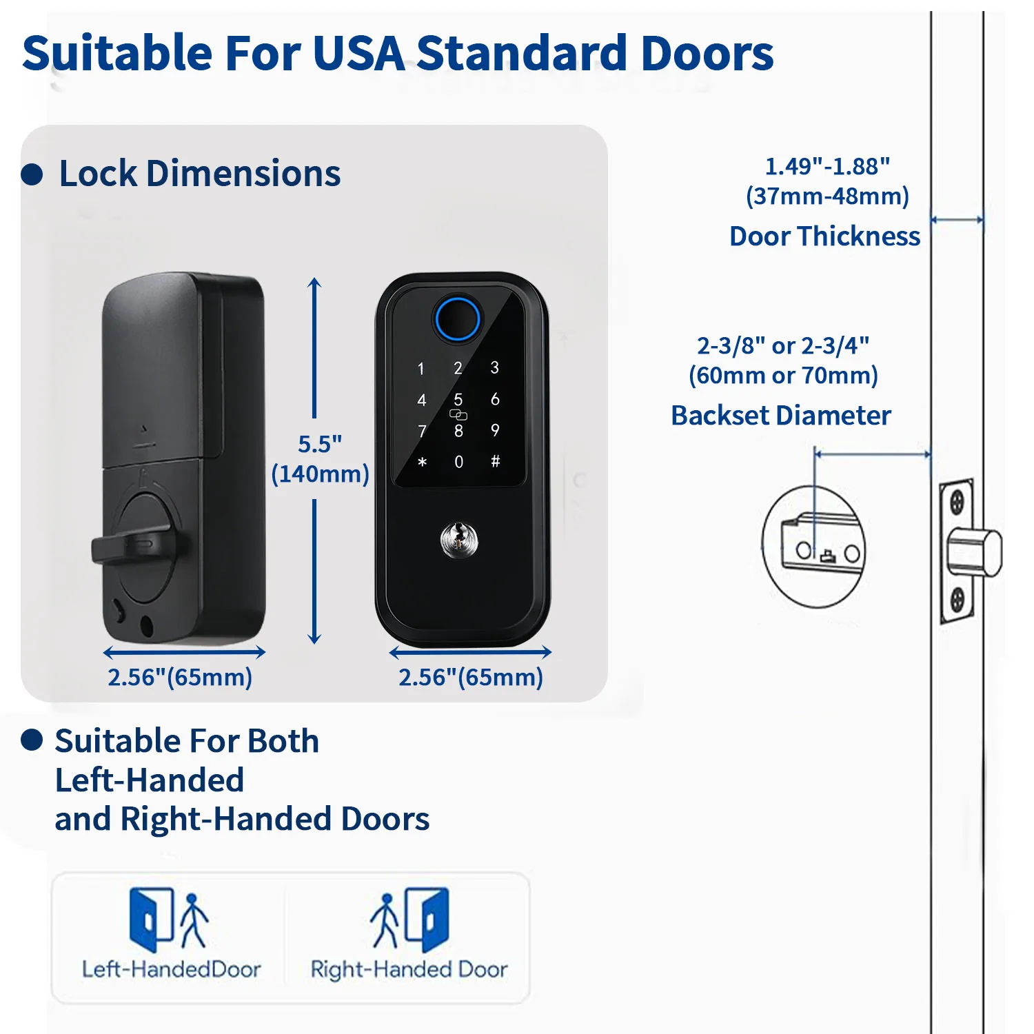 Cerrojo de seguridad inteligente con huella dactilar, cerradura de puerta de entrada sin llave, cerrojo de seguridad inteligente con código, Control por aplicación