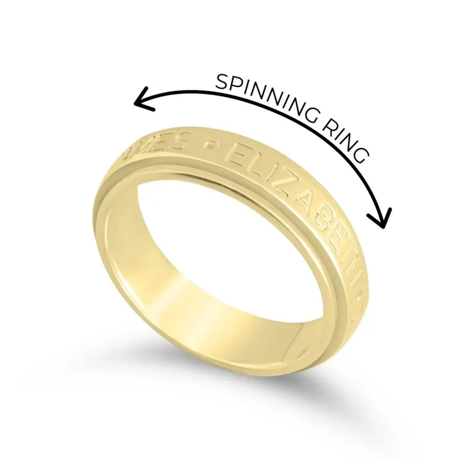 Personalized Spinning Fidget Ring Custom Engraved Name Stainless Steel Rotatable Ring Waterproof Jewelry Gift for Men Women