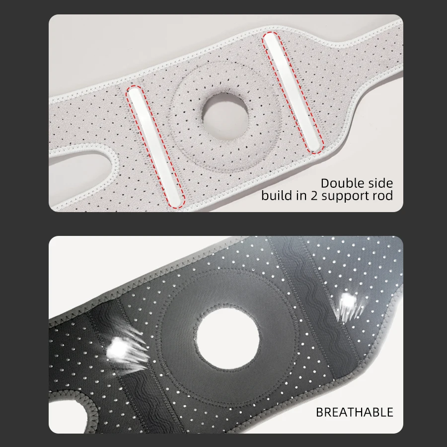 1 Stück verbesserte, rutschfeste, atmungsaktive, verstellbare Kniebandage für Damen und Herren mit Patellasilikon und Luftlöchern für Bask – Detail 3