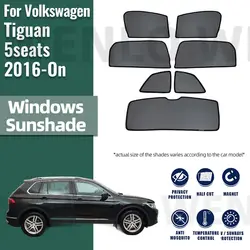 For Volkswagen VW Tiguan 5seats 2016-2023 Front Windshield Frame Curtain Magnetic Car Sunshade Shield Rear Side Window Sun Shade